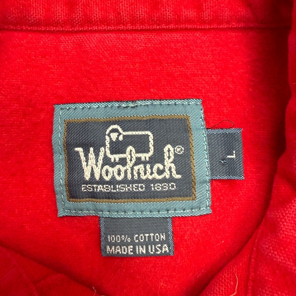 VTG Woolrich Shirt Mens Large Red Chamois Cloth Flannel Heavy Workwear Chore 90s - Picture 5 of 10